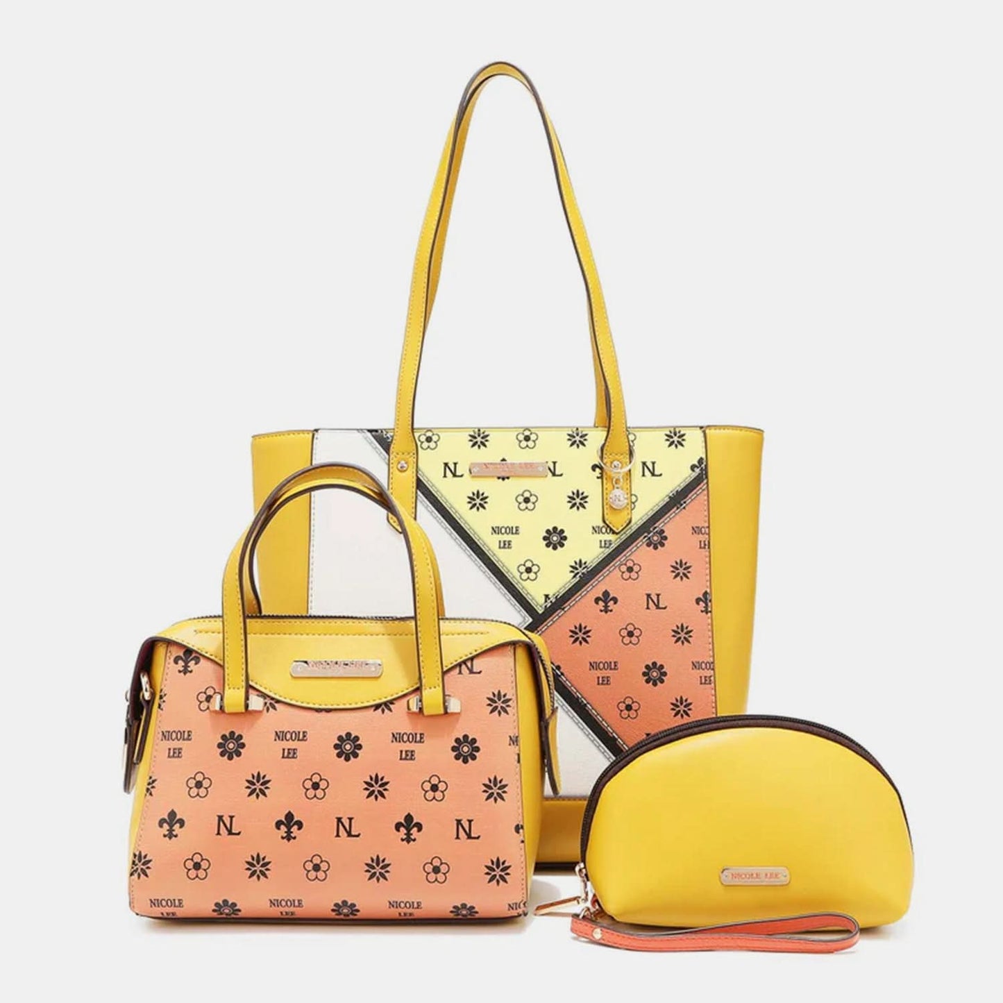 Nicole Lee color block handbag set