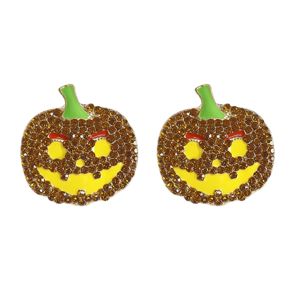 Demon pumpkin earrings with rhinestones