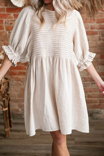 Simply Love: Puff Sleeve Ruffle Dress