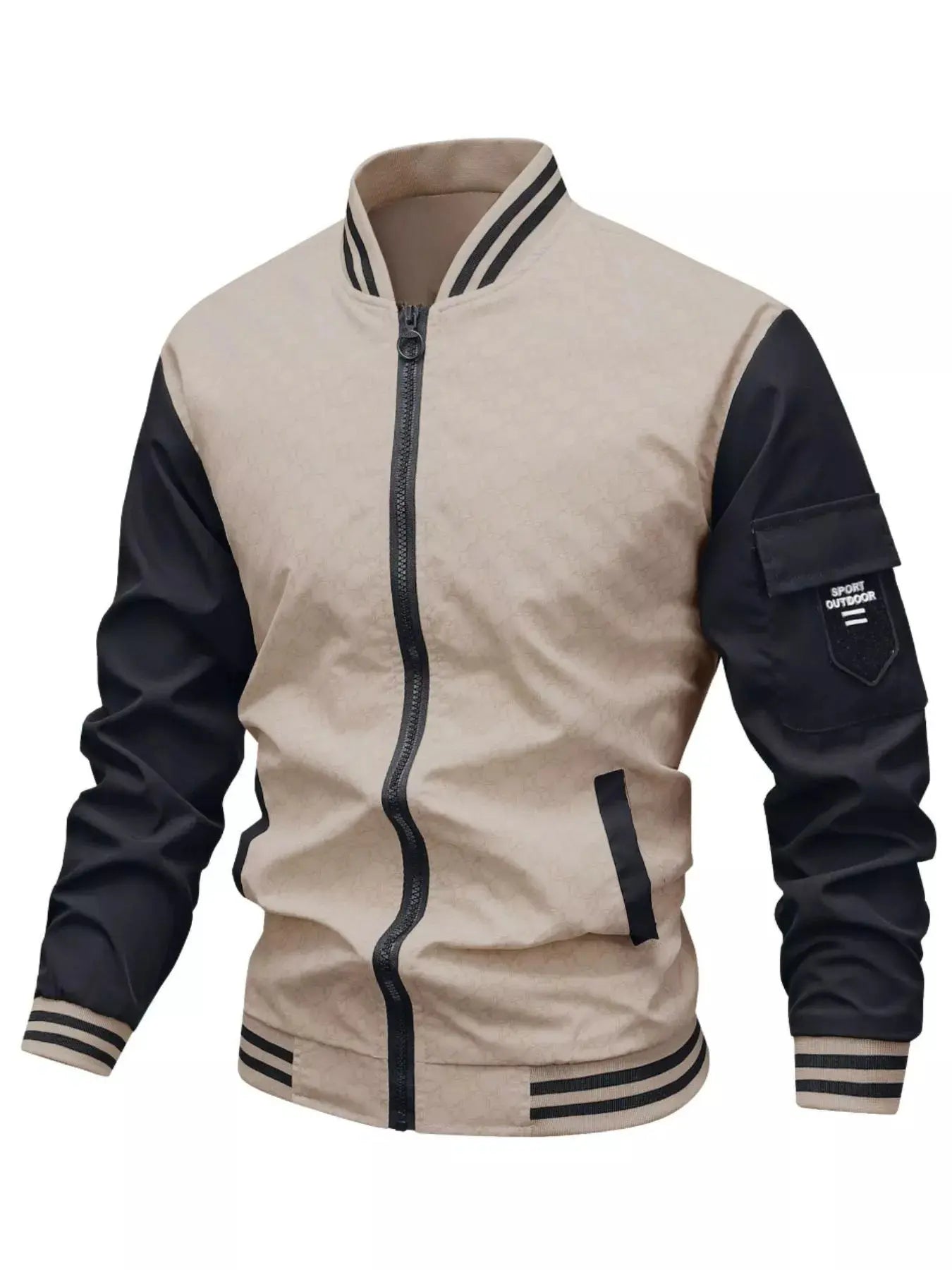 Men's Plus Size Zip Up Long Sleeve Bomber Jacket With Pockets Casual Simply Love