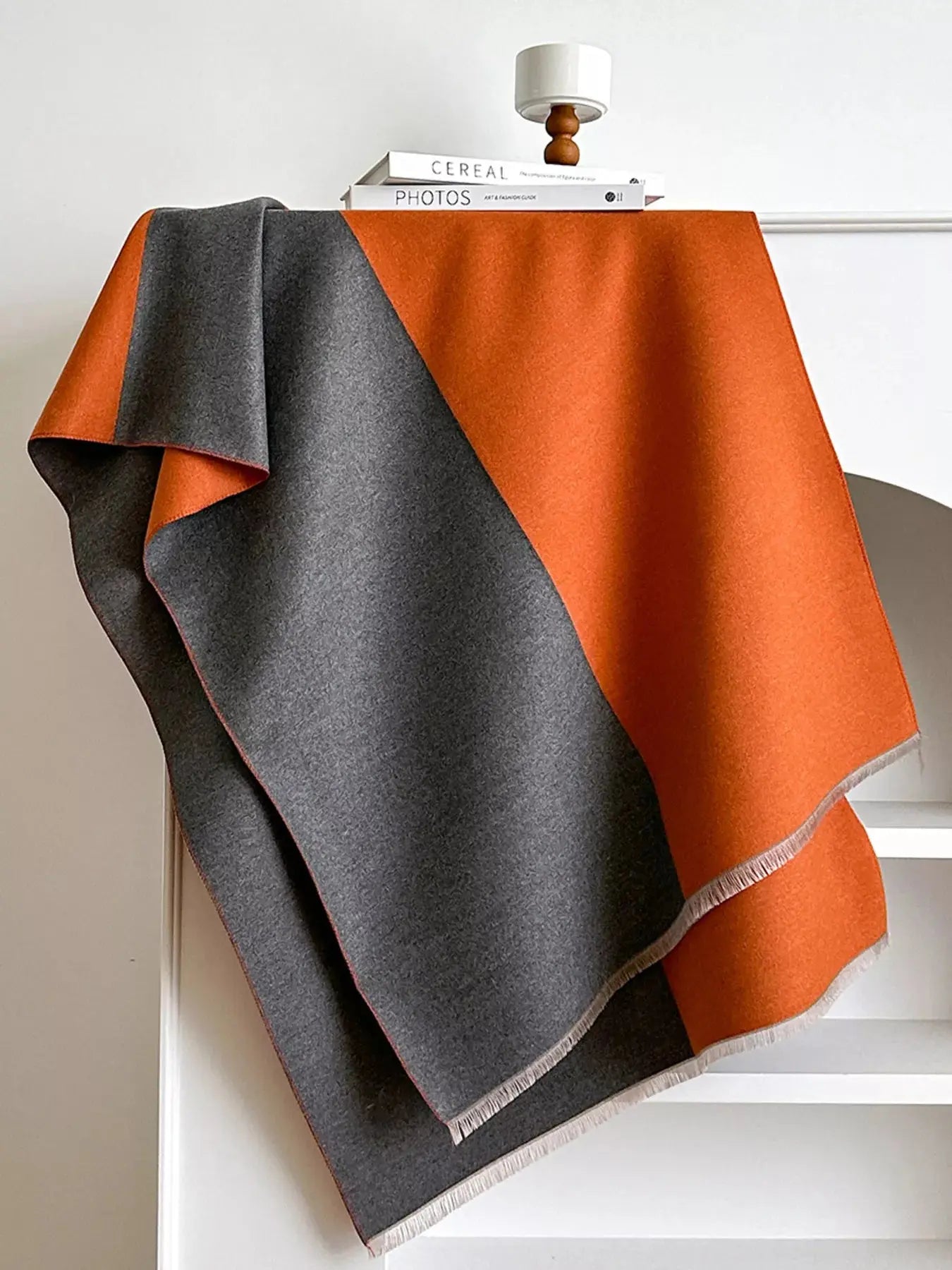 Two-Tone Raw Hem Scarf Simply Love