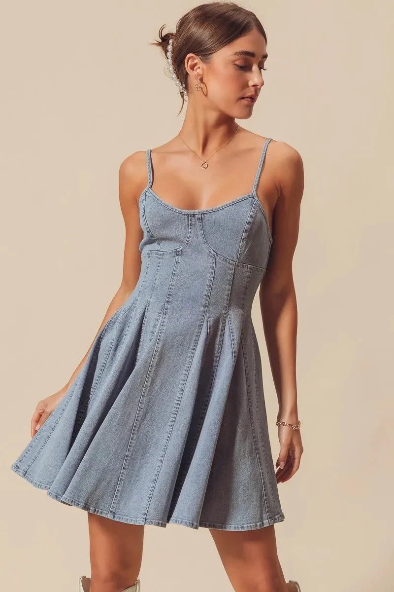 SO ME A Line Fit and Flare Denim Mini Dress Coco’s Tee Boutique