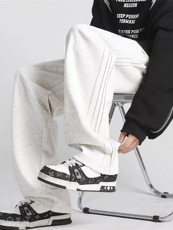 Men's Full Size Casual Loose-Fit Sweatpants with Side Stripes Plus Size Simply Love