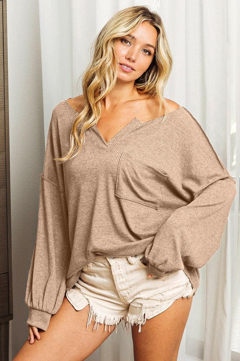 BiBi Exposed Seam Long Sleeve Top.