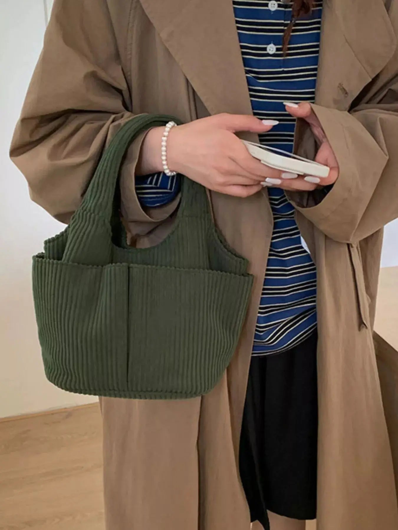 Corduroy Solid Color Handbag Simply Love