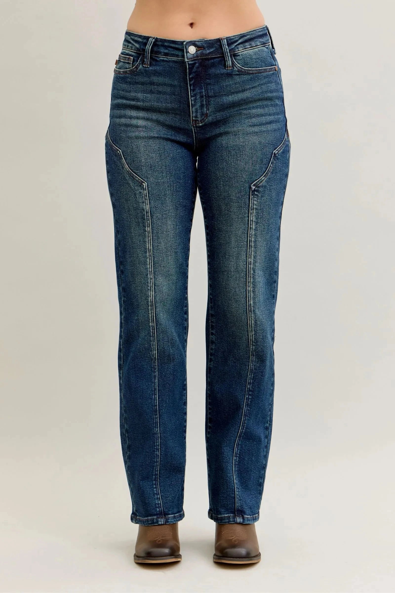 Judy Blue Full Size Seam Detail Straight Leg Jeans Plus Size Coco’s Tee Boutique