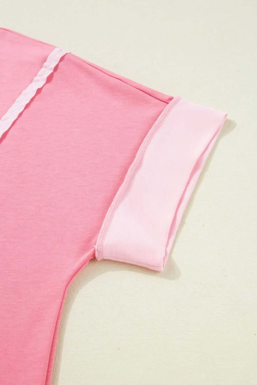 Peach Blossom Patchwork Two Tone Half Sleeve Plus Size Tee Dear-Lover Dropshipping