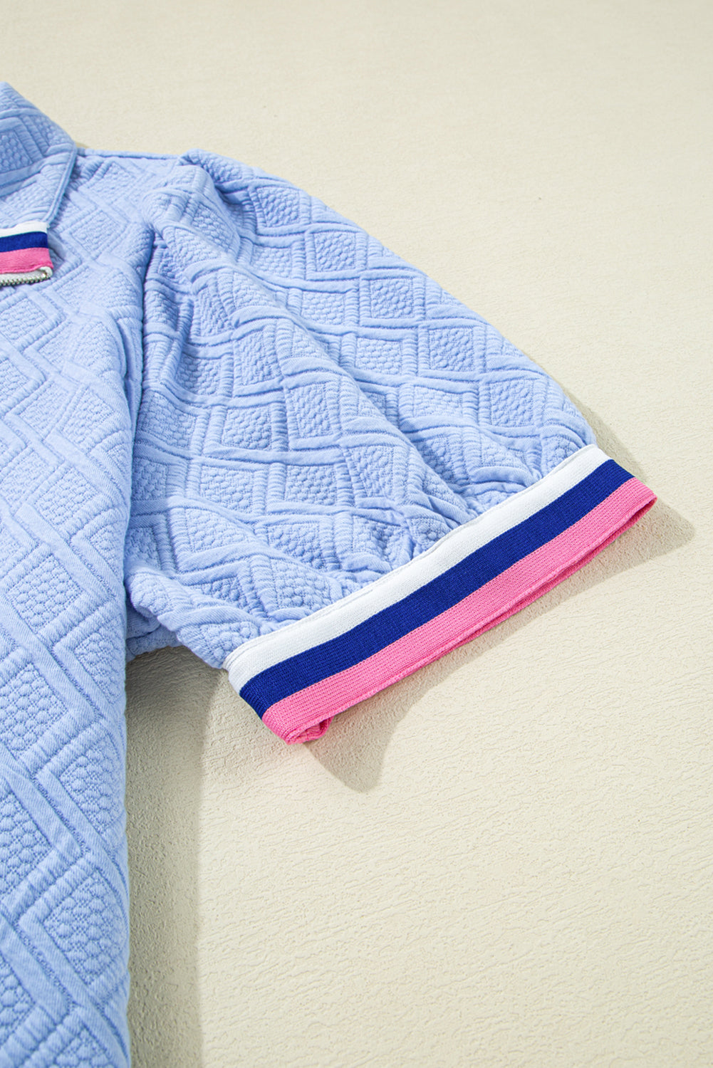 Beau Blue Striped Pop of Color Collared Checkered Textured Plus Size Dress Divine Design4U