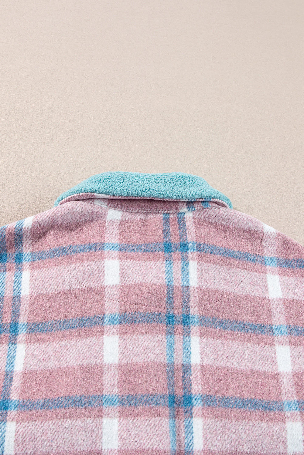 Pink plaid color block shacket