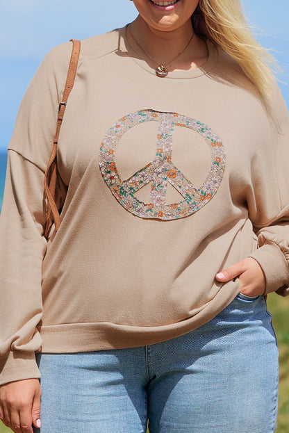 Floral peace sign plus size sweatshirt