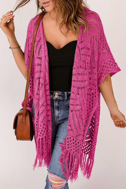 Fringe open front cardigan