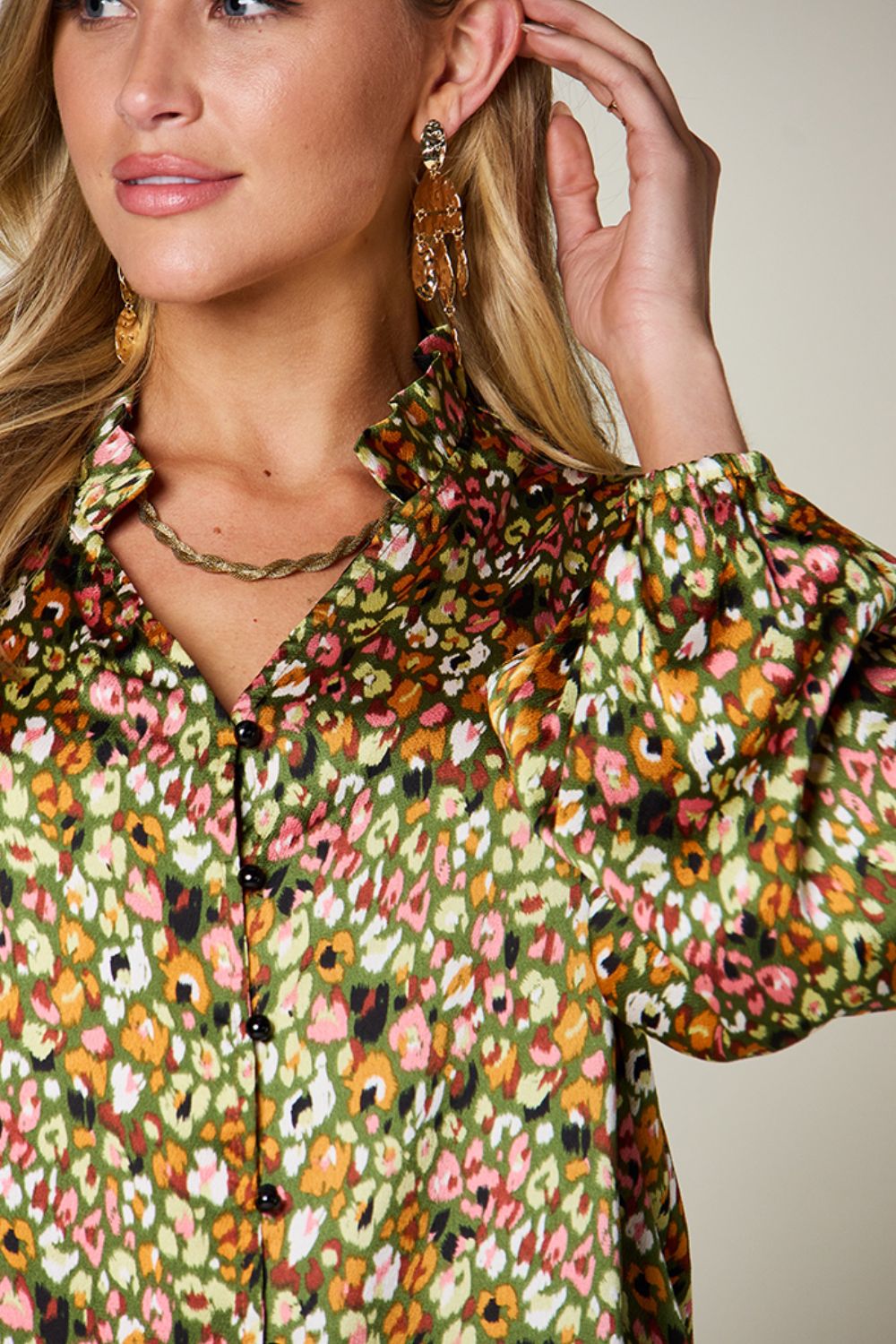 Double Take: Long Sleeve Printed Blouse