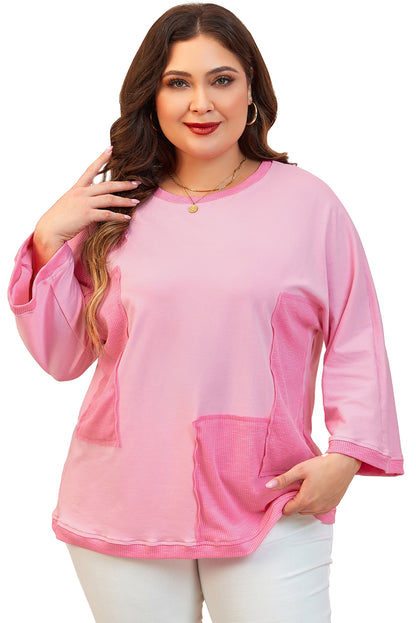 Chic oversized patched high-low tee for plus sizes