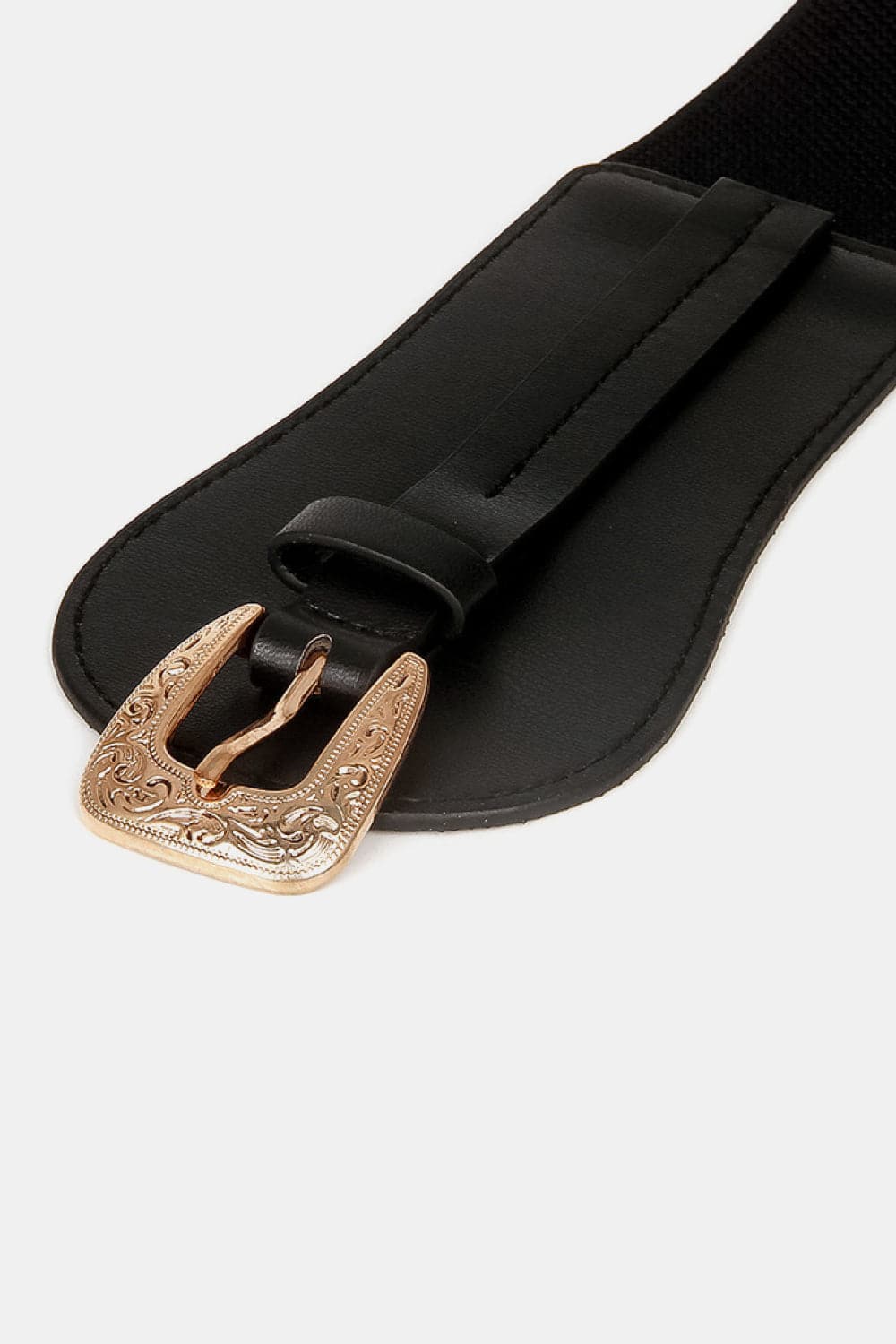 Wide Elastic Belt with Alloy Buckle.