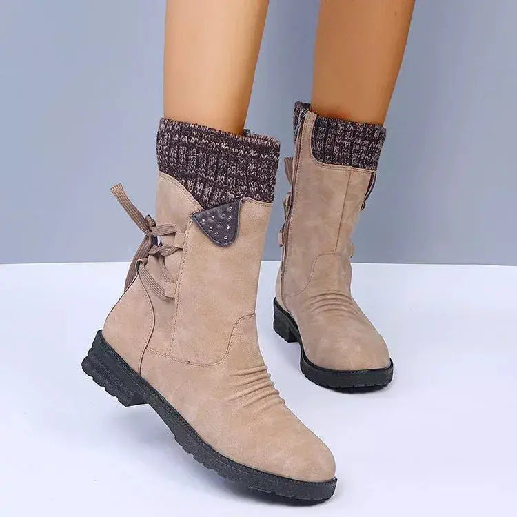 Knitted Cuff Round Toe Boots Simply Love