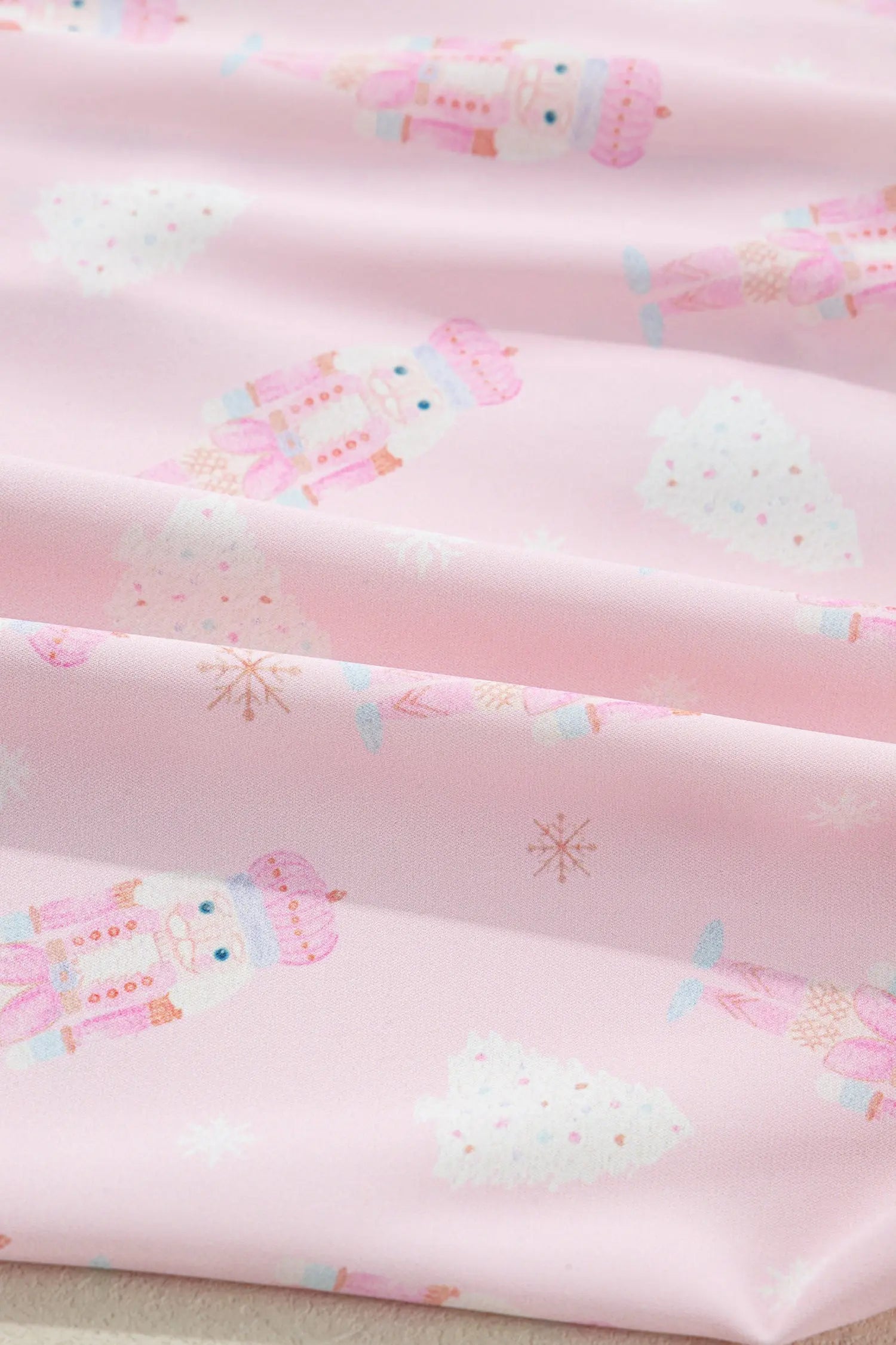 Pink Bow Tie Front Christmas Nutcracker Pajama Set With Long Sleeve Top Dear-Lover Dropshipping