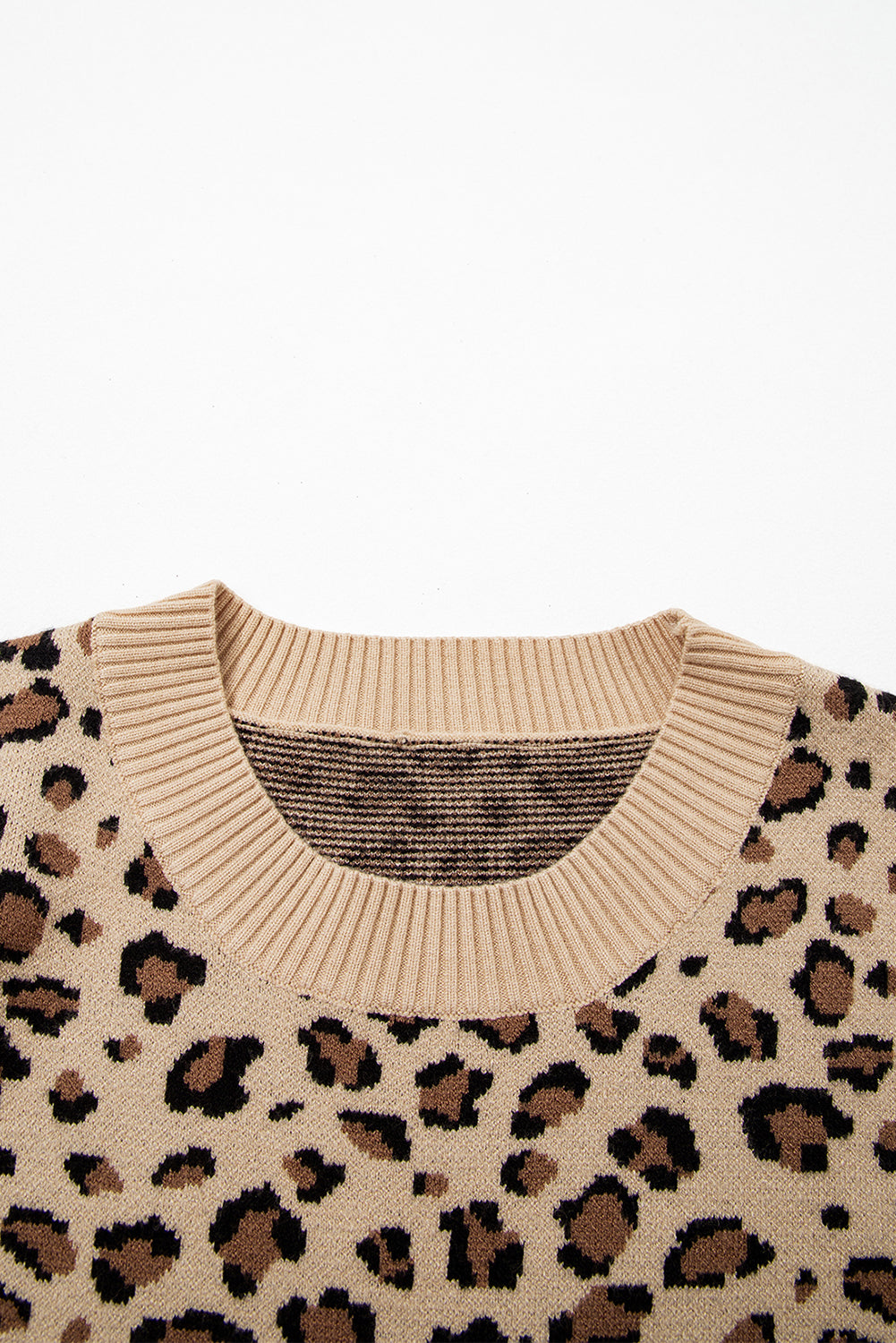 Khaki Leopard Print Dolman Sleeve Knit Sweater for Women Dear-Lover Dropshipping