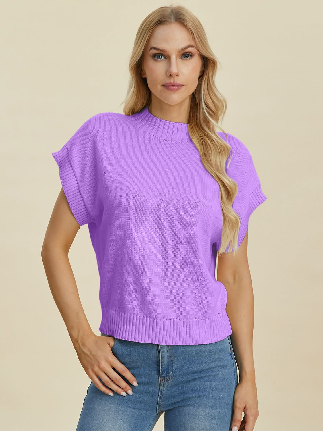 Double take mock neck sweater