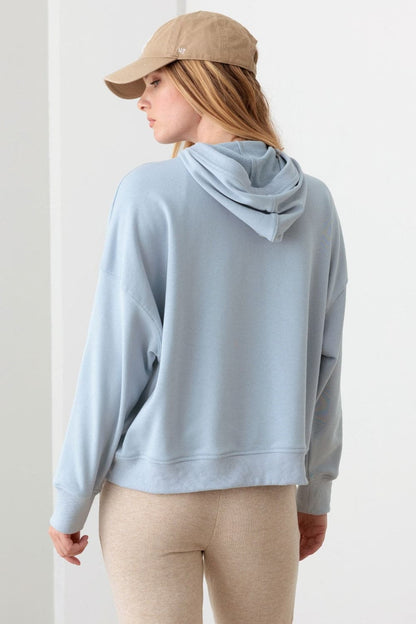 Le Lis Half Zip Drawstring Mock Neck Hoodie.