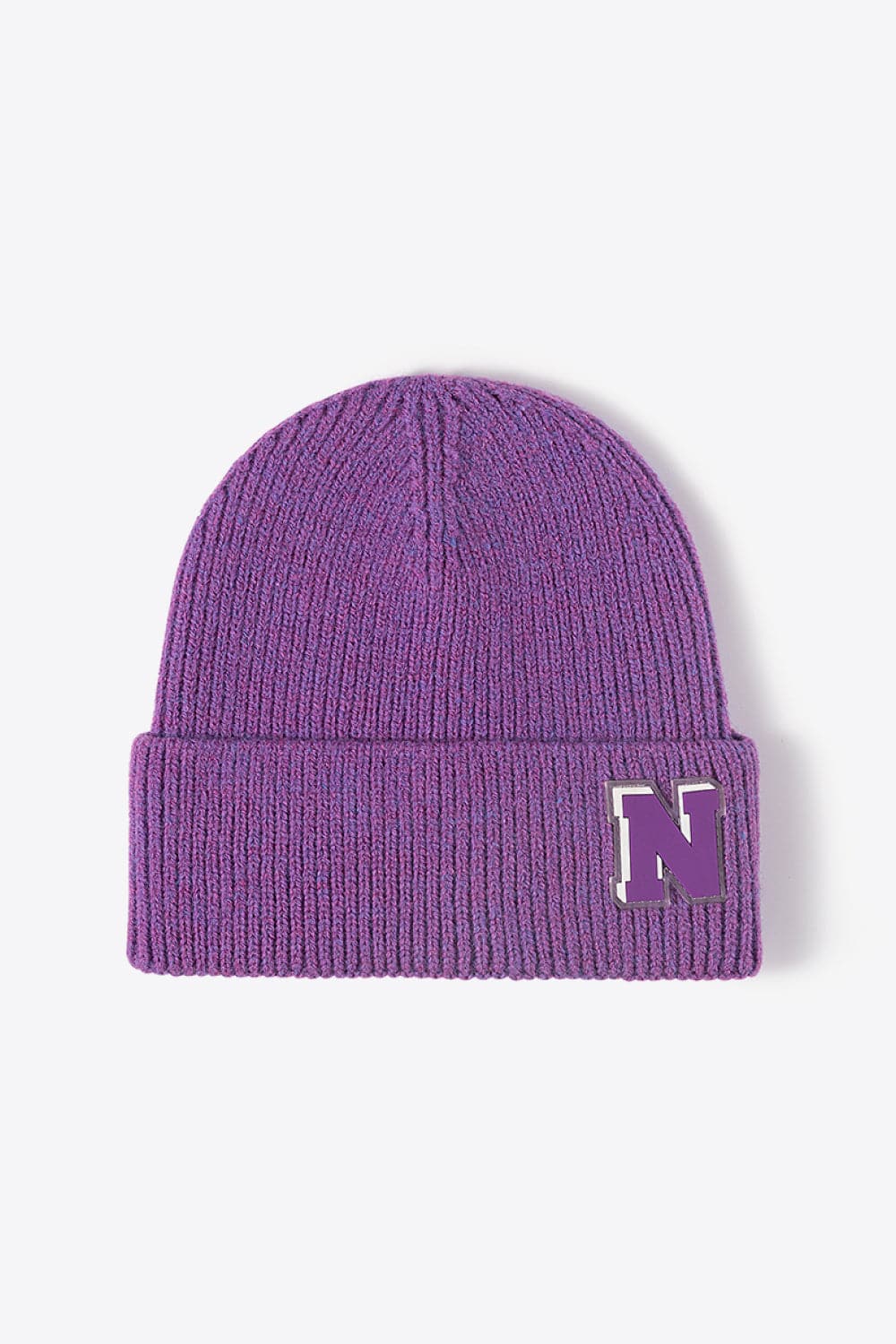 Letter N Patch Cuffed Knit Beanie.