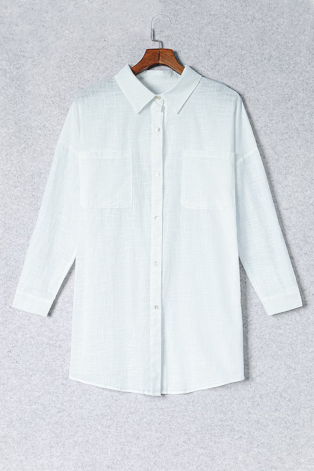 Button-Up Longline Shirt with Breast Pockets.