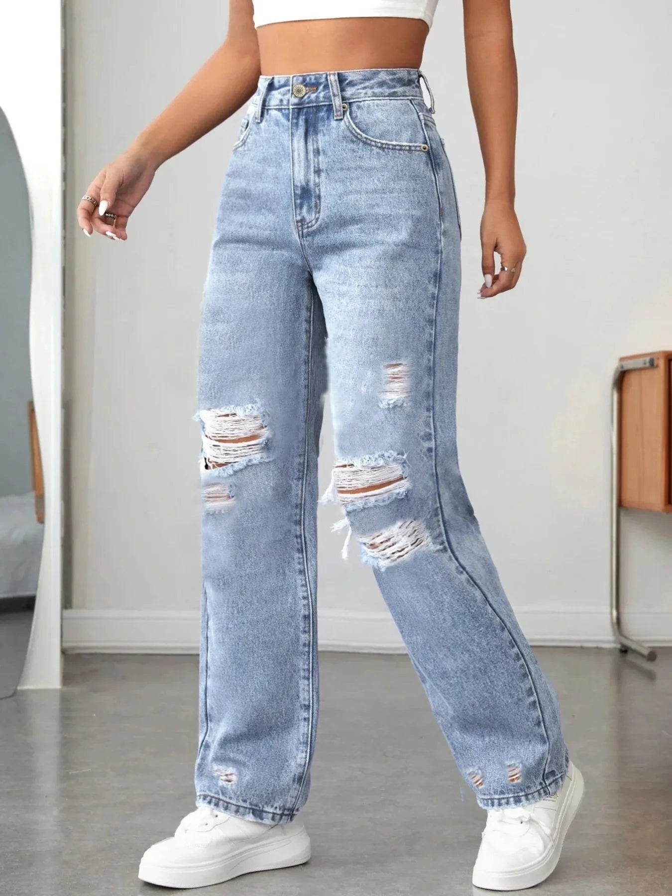 Distressed High Waisted Jeans Coco’s Tee Boutique