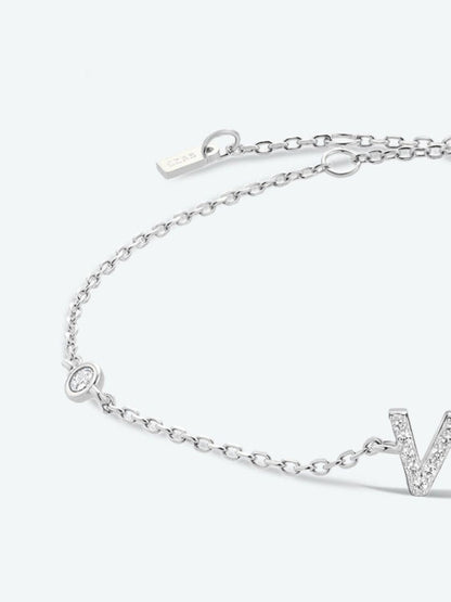 V To Z Zircon 925 Sterling Silver Bracelet.