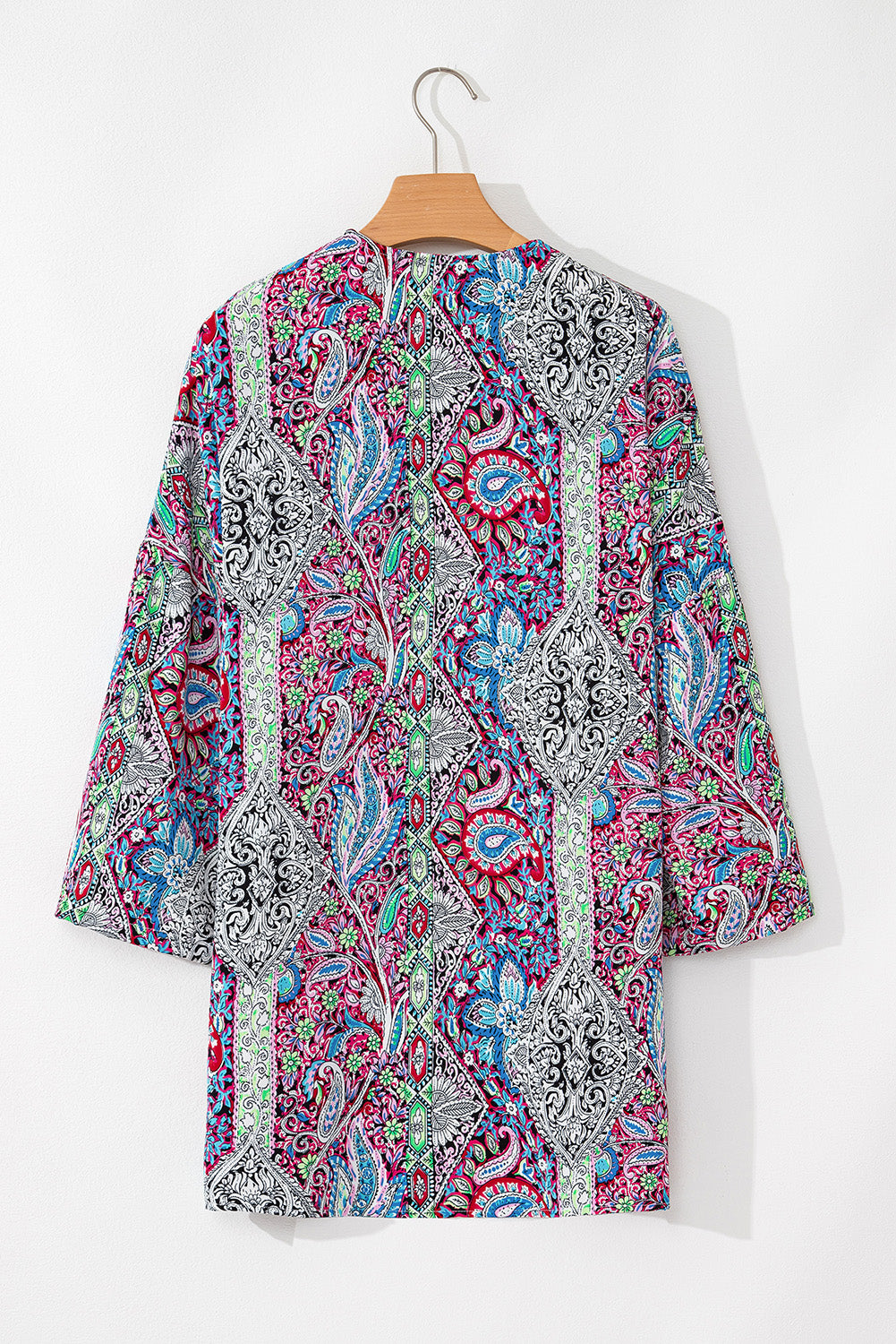 Chic red paisley kimono for effortless layering