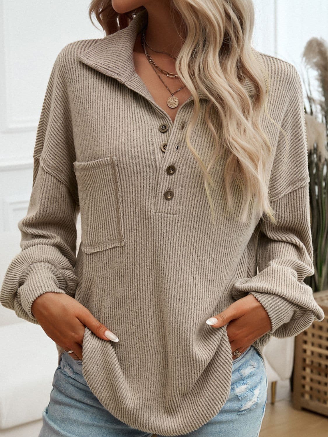 Chic button-up long sleeve blouse