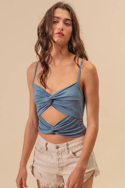 BiBi Rayon Span Jersey Knit Double Twist Front Cami Top - Love Salve 