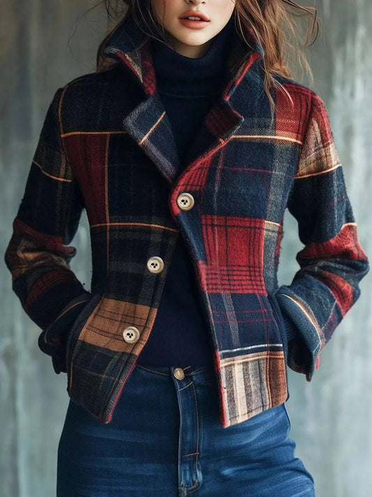 Plaid Button Up Blazer Simply Love