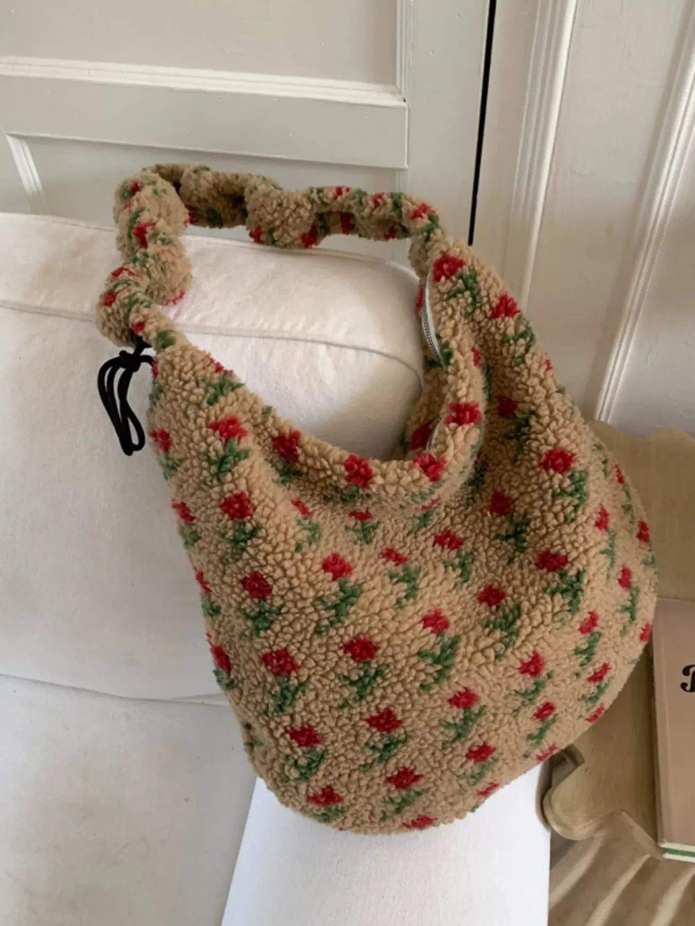 Sherpa Ruched Strap Handbag Simply Love