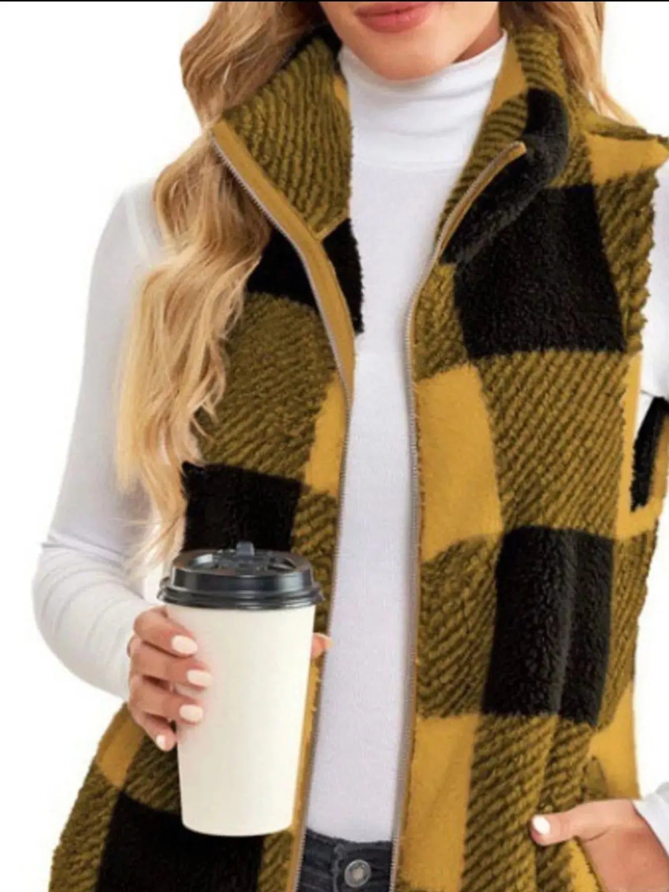 Full Size Color Block Zip Up Vest Coat Plus Size Simply Love