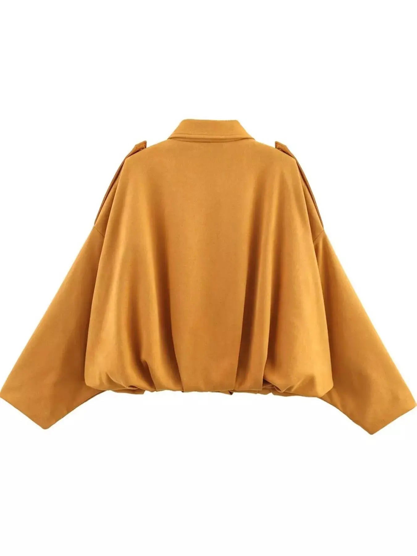 Collared Neck Dropped Shoulder Jacket Simply Love
