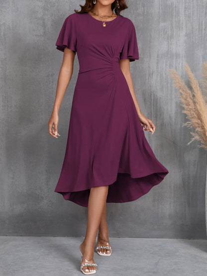 Flattering flutter sleeve midi dress