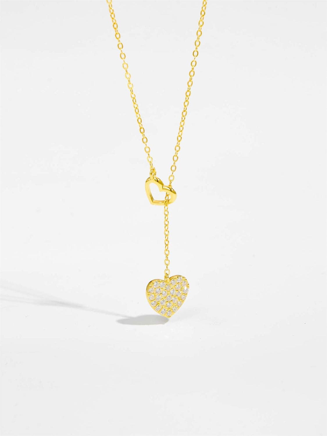 925 Sterling Silver Inlaid Zircon Heart Necklace.