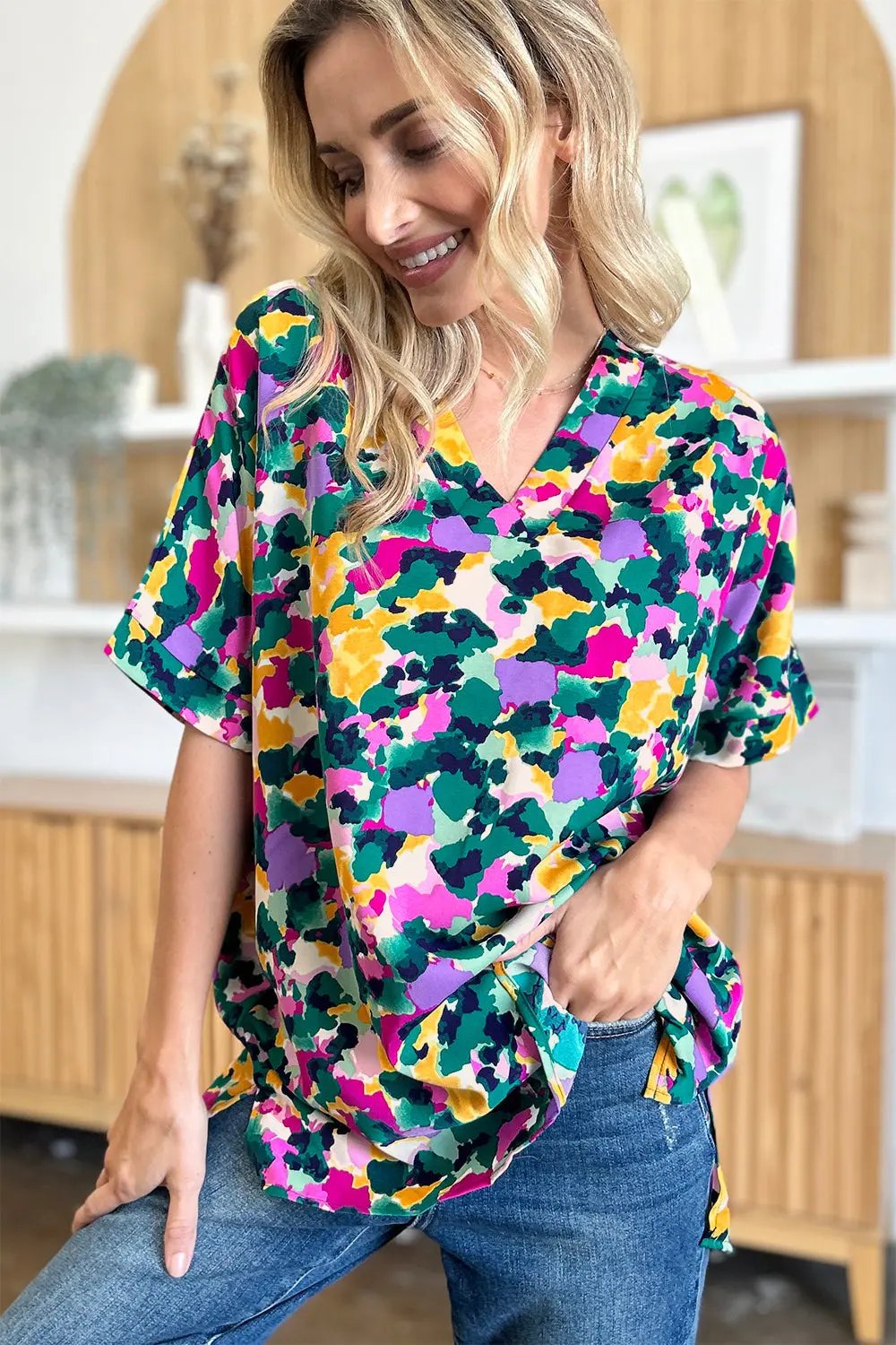 Double Take: V-Neck Blouse - Love Salve