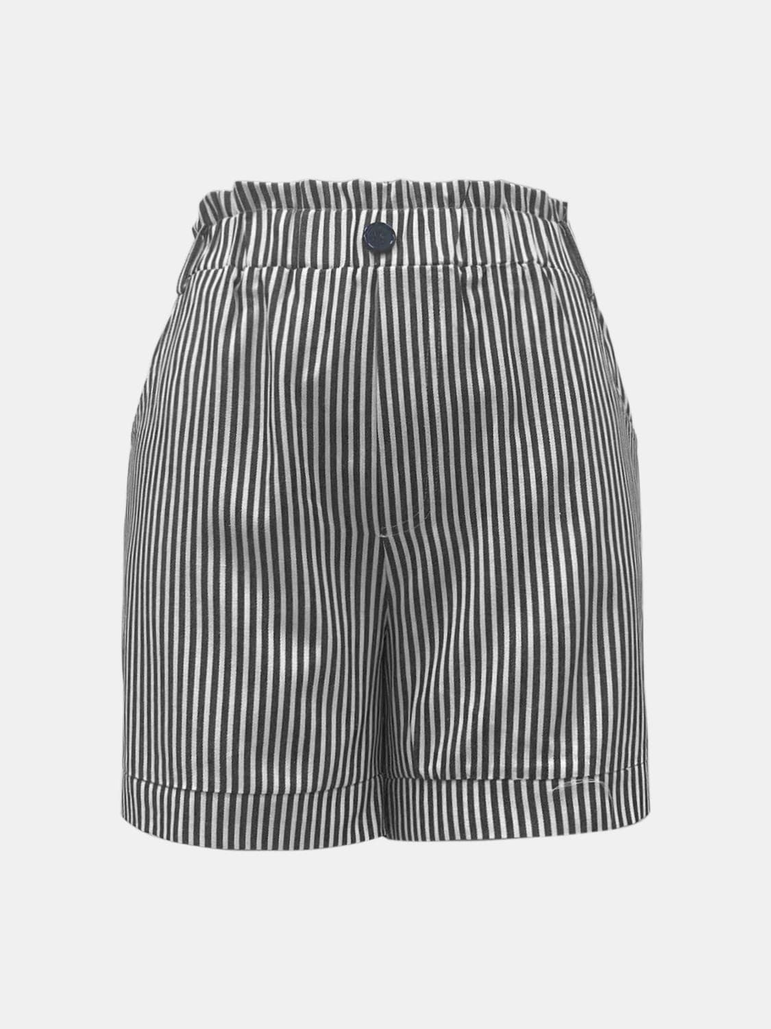 Full Size High Waist Striped Shorts.