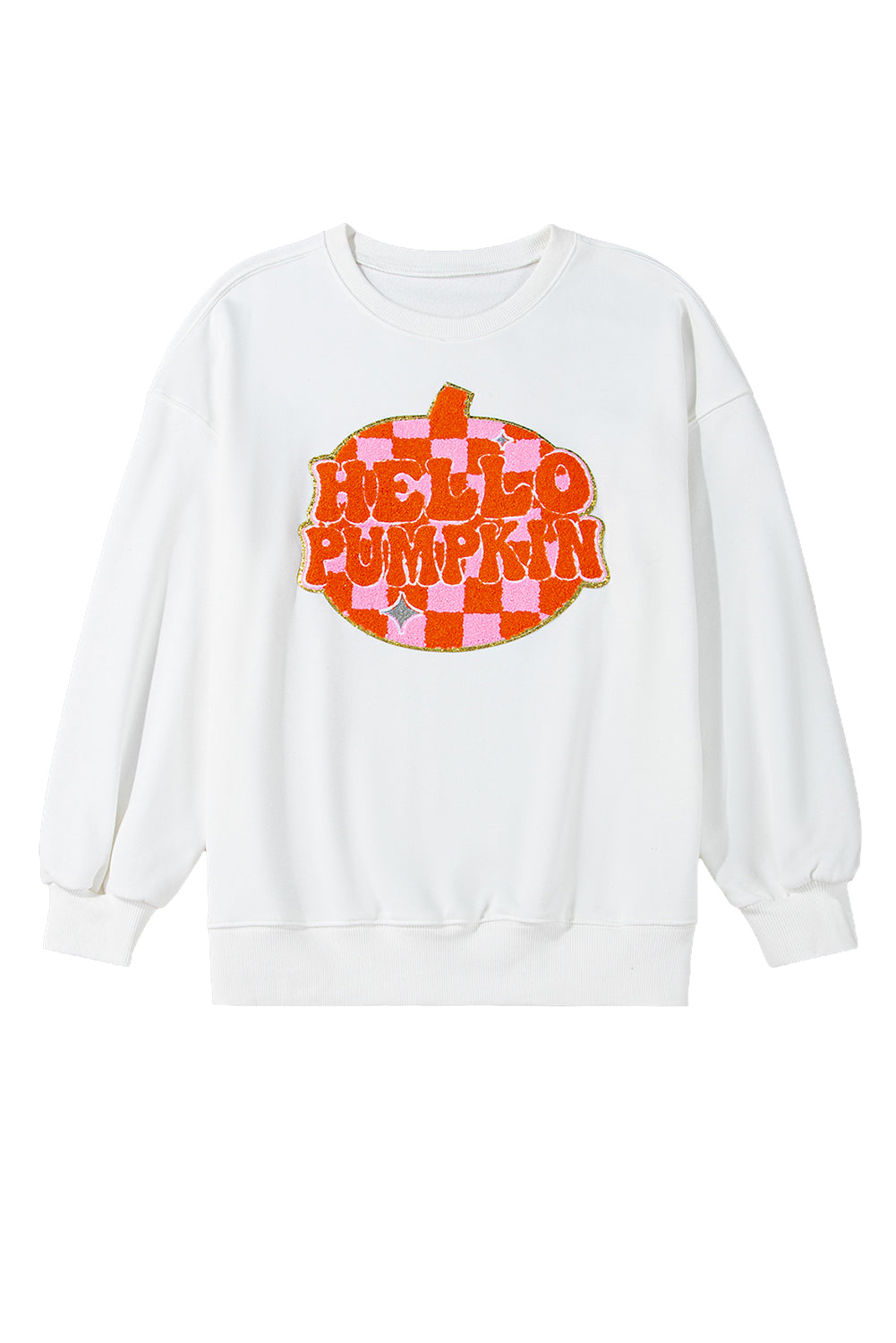 Autumn vibes: White pumpkin patch pullover sweatshirt