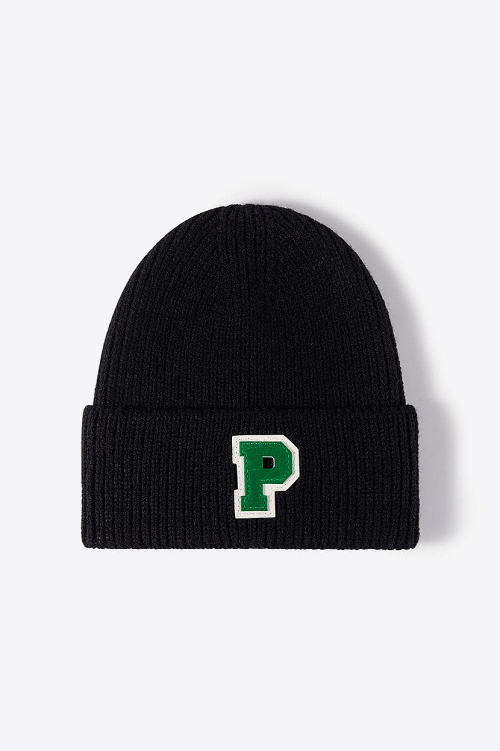 Letter Patch Cuffed Knit Beanie.