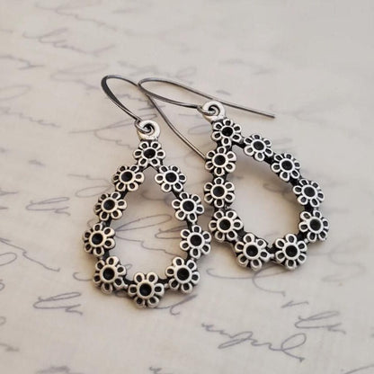 Alloy Flower Teardrop Shape Earrings.