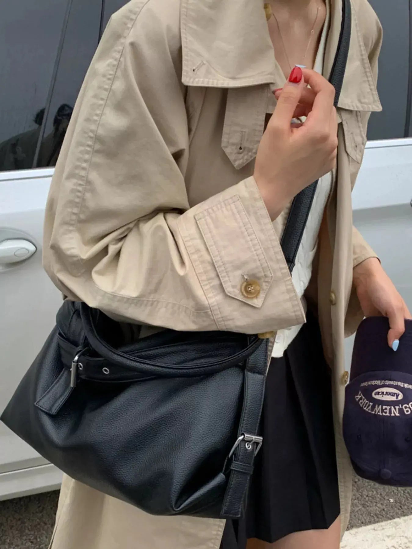 Decor Buckle Leather Shoulder Bag Simply Love