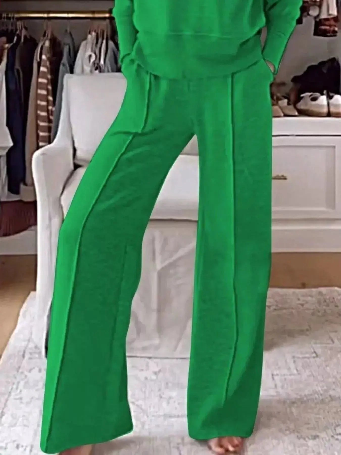 Full Size Cozy V-Neck Top and Pants Set Plus Size Simply Love