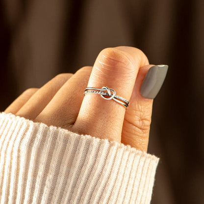 925 Sterling Silver Double-Layered Knot Ring.