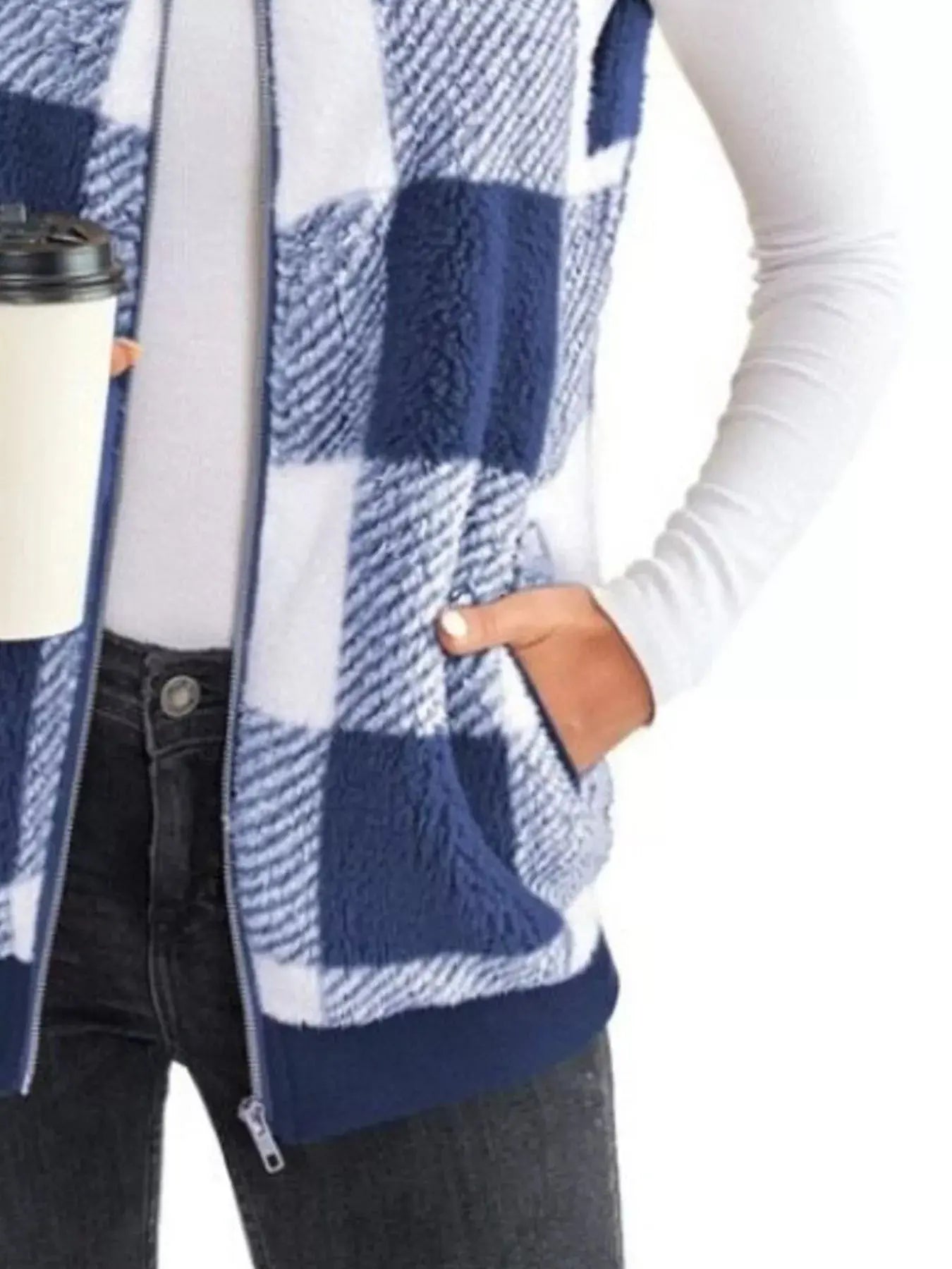 Full Size Color Block Zip Up Vest Coat Plus Size Simply Love