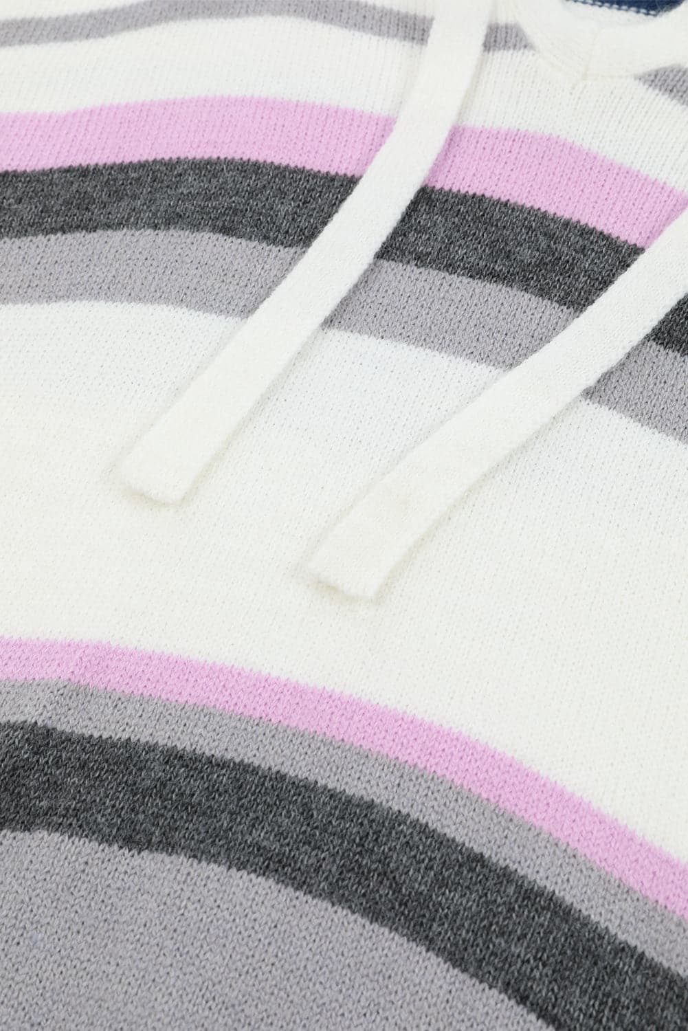 Plus Size Striped Long Sleeve Hooded Sweater.