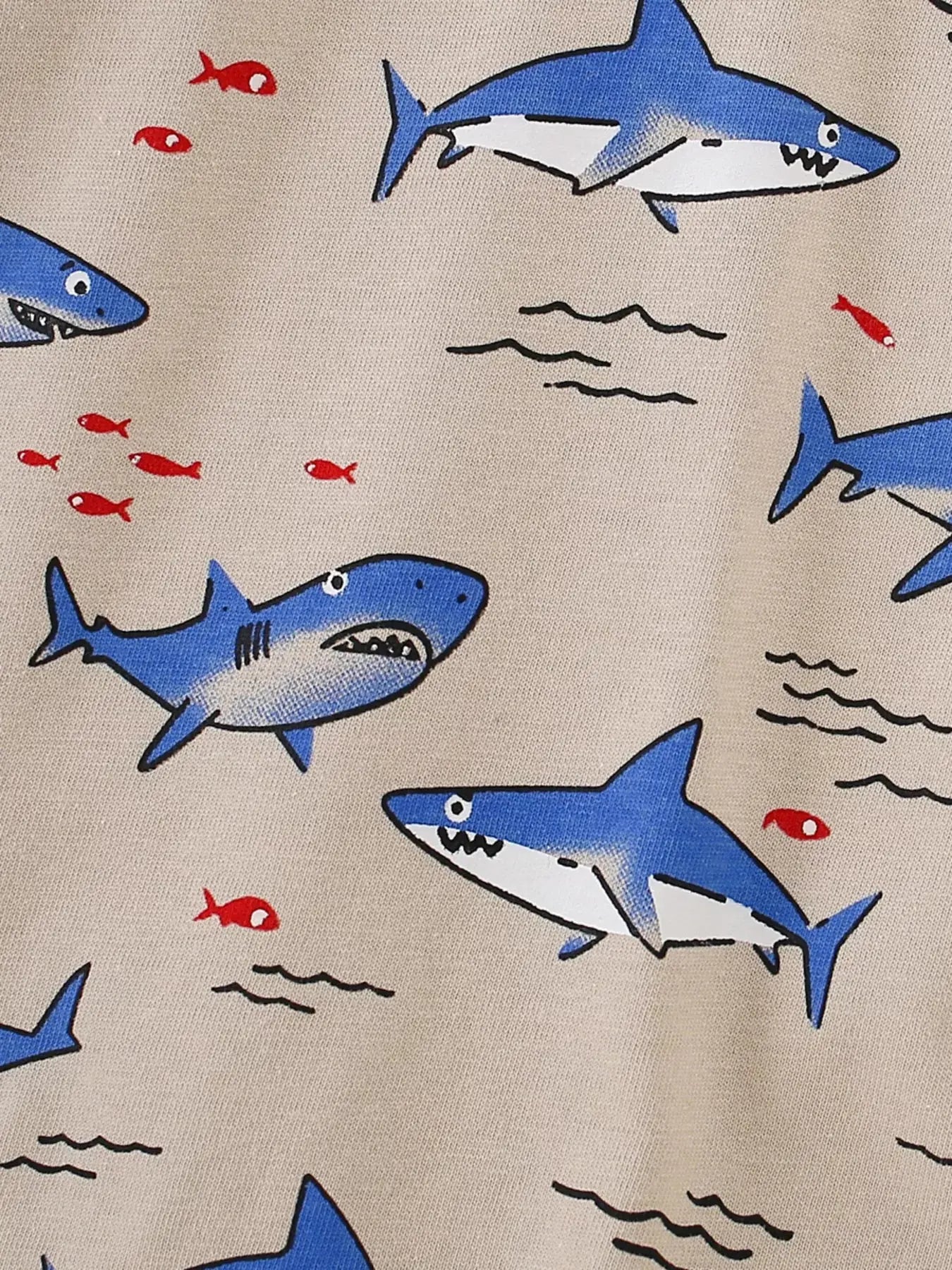 Children's Shark Print Crew Neck Short Sleeve T-Shirt Simply Love