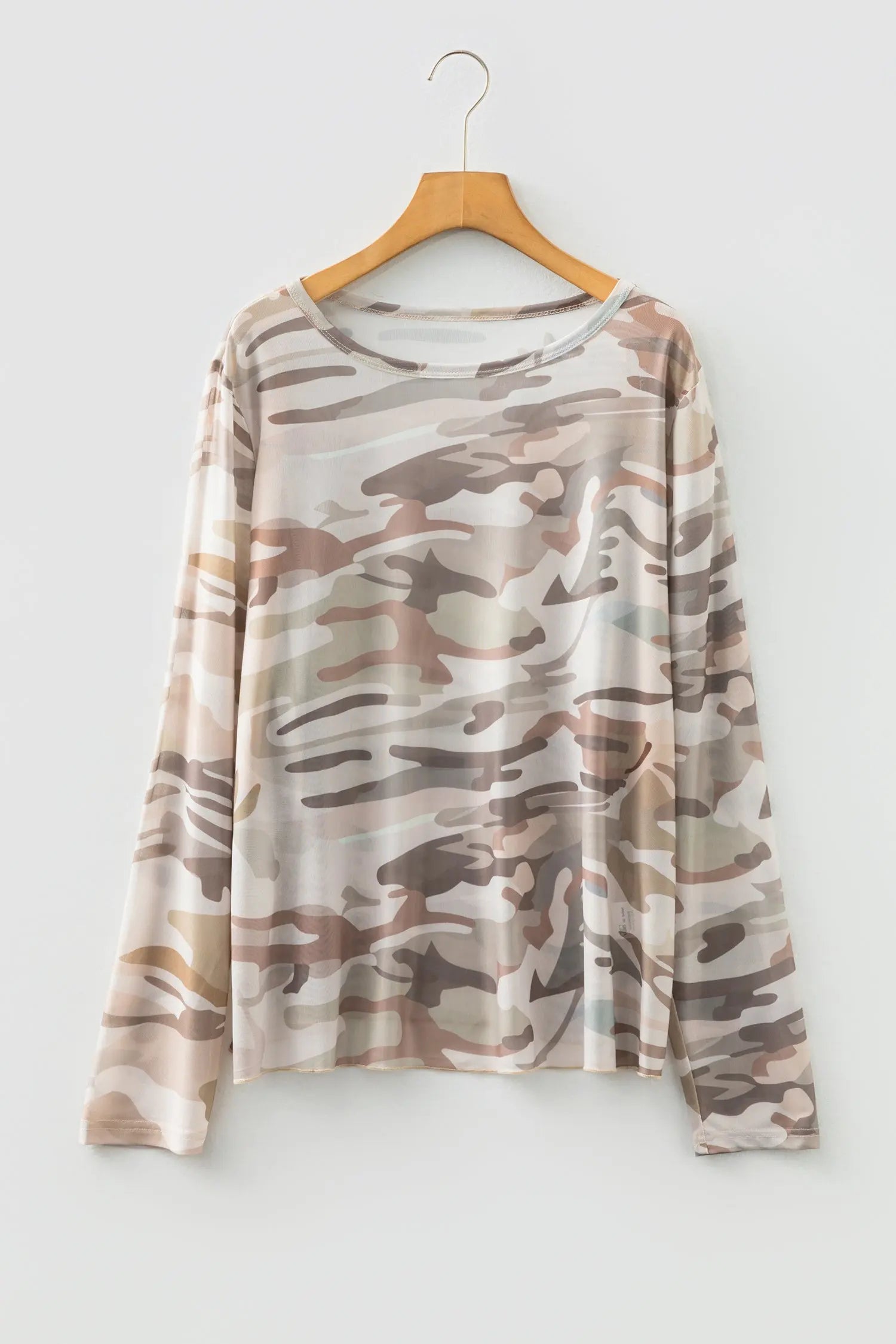 Dear-Lover Green Camo Mesh Top Women's Western Style Long Sleeve Sheer Shirt Dear-Lover Dropshipping