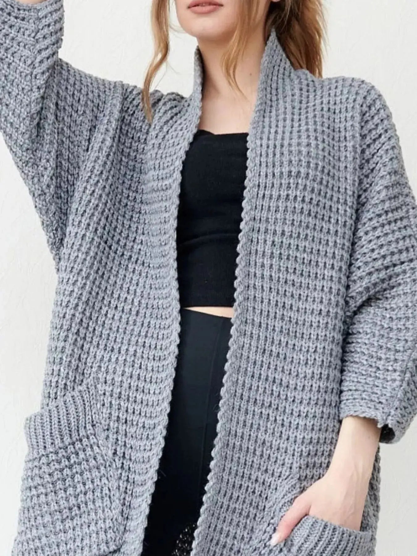 Full Size Chunky Knit Open Front Cardigan Plus Size Simply Love