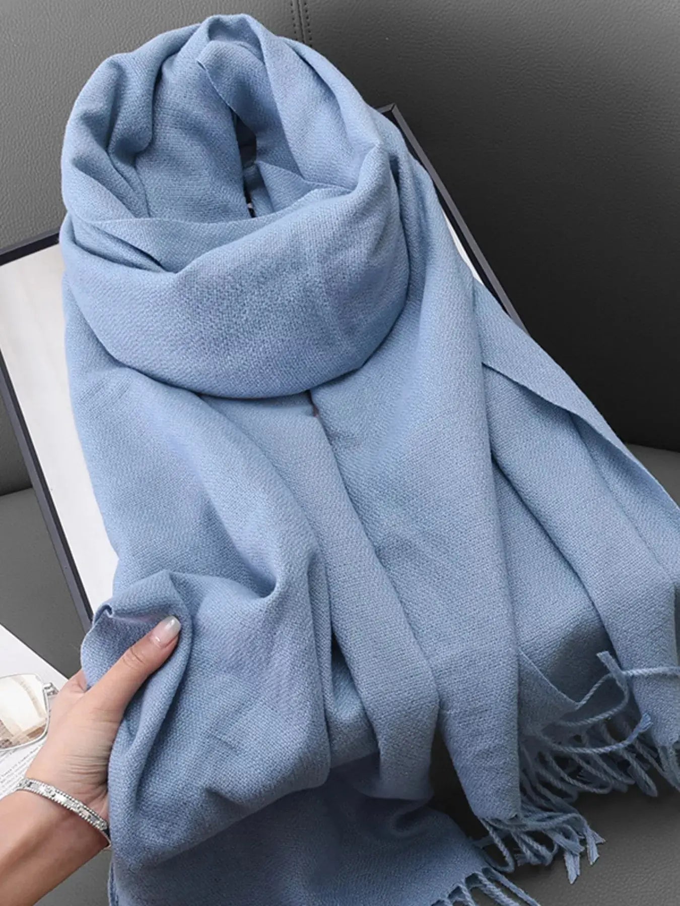 Solid Color Fringe Scarf Simply Love